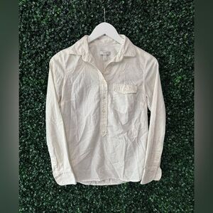 Like-new J. Crew White Half Button Shirt with Multicolor Speckles